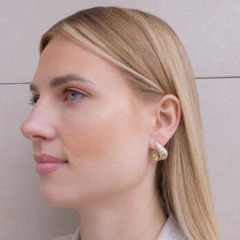 Schmuck: Brillant Ohrstecker Croissantform Gelbgold 21 mm aus 585 Gelbgold von Last Pieces