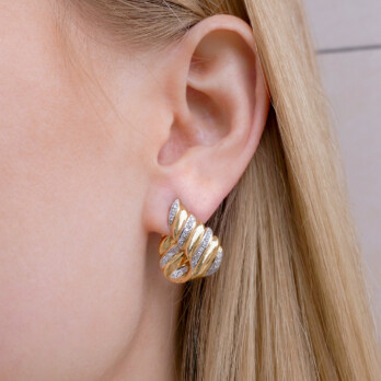 Schmuck: Brillant Ohrstecker Croissantform Gelbgold 21 mm aus 585 Gelbgold von Last Pieces