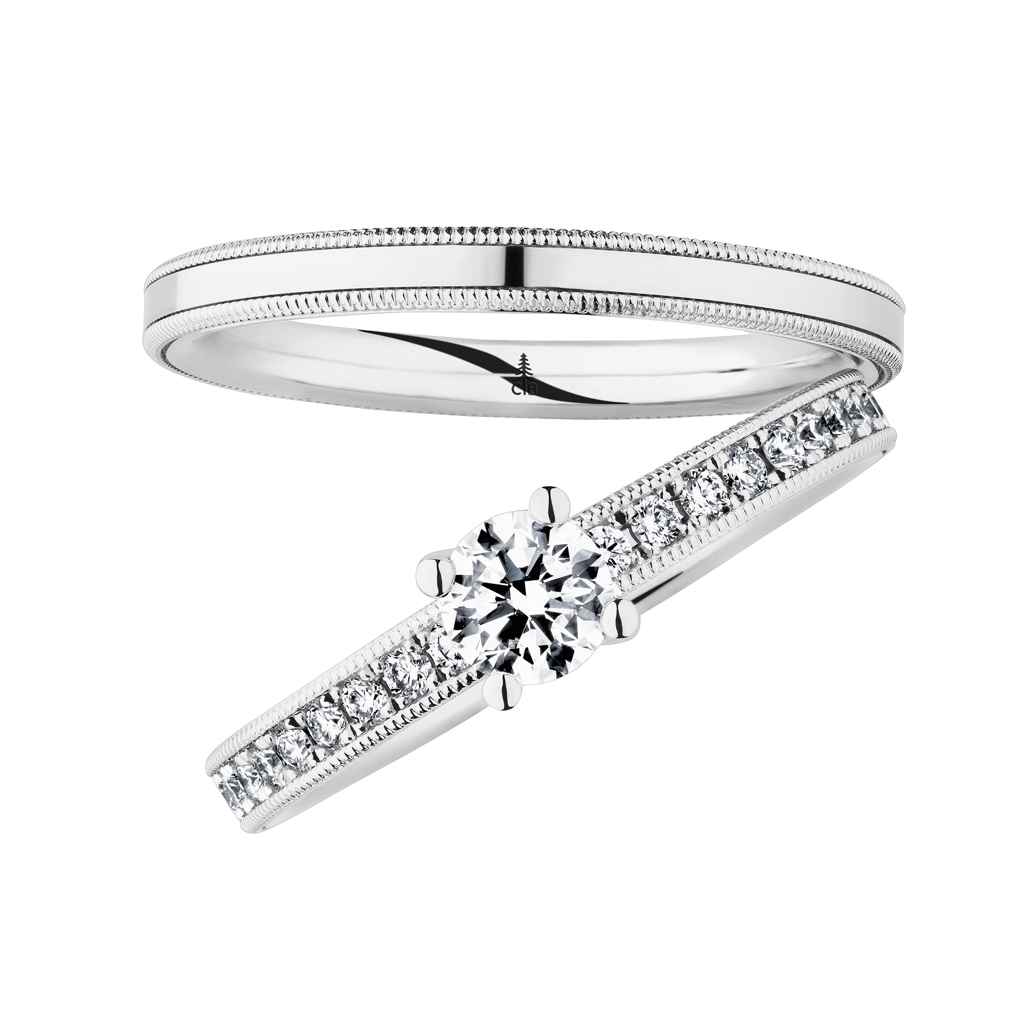 Schmuck: Christian Bauer Solitaire mit Vorsteck Ring Weißgold 2.2 & 2.5 mm aus 750 Weißgold von Christian Bauer