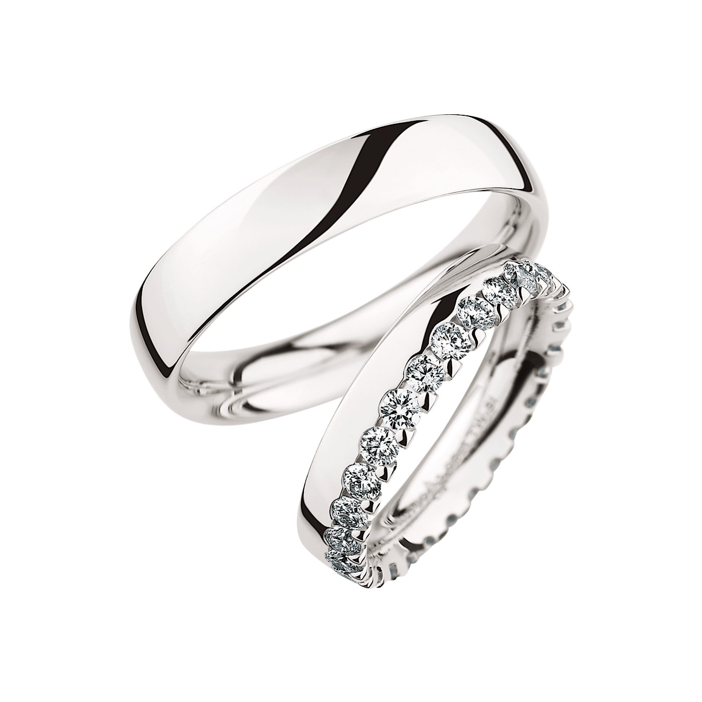 Schmuck: Christian Bauer Brillant Trauringe Weißgold 4.5 & 5 mm aus 950 Platin von Christian Bauer