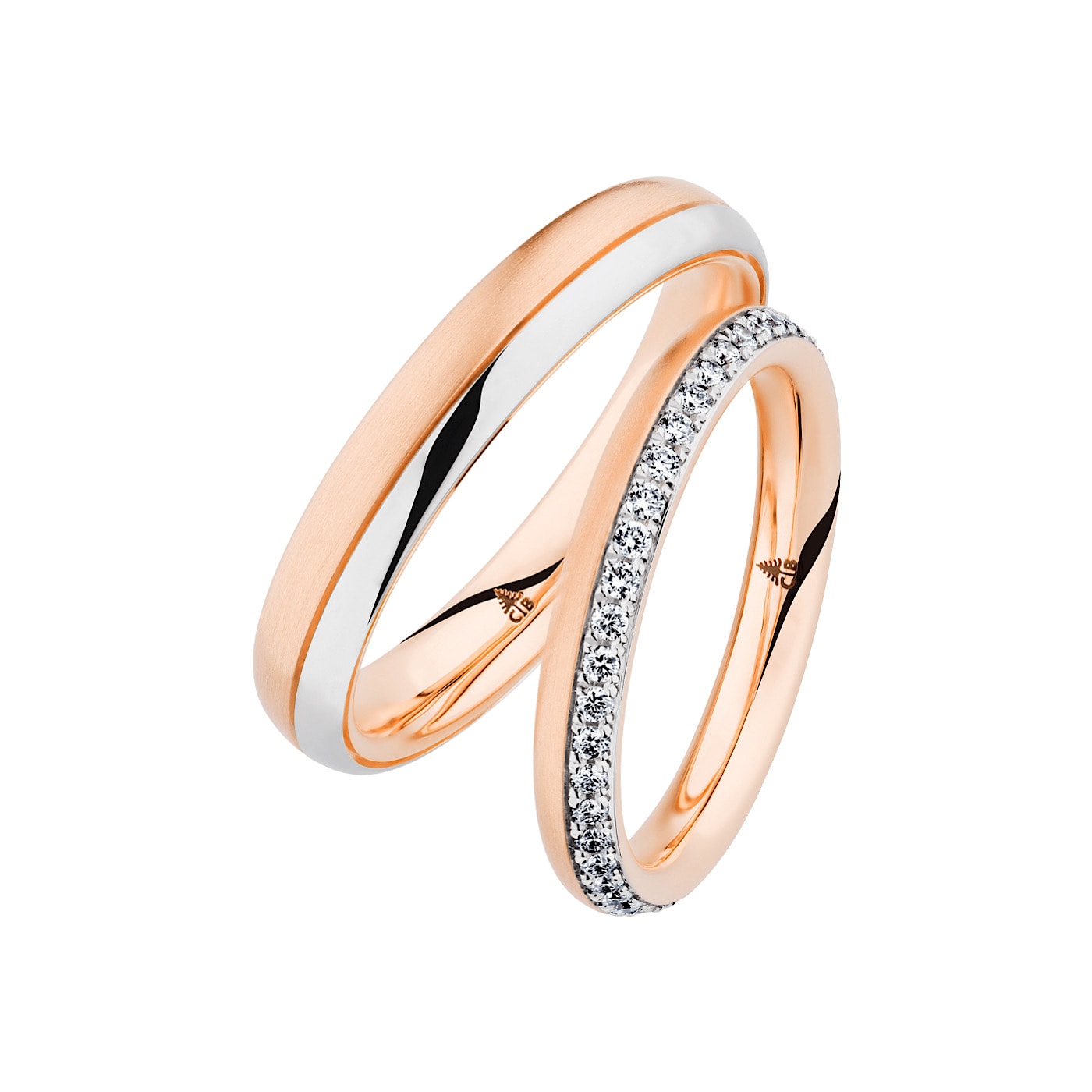 Schmuck: Christian Bauer Brillant Trauringe Platin & Roségold 3 & 4 mm aus 950 Platin von Christian Bauer