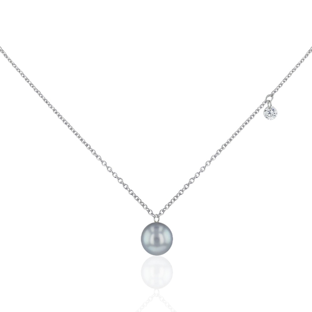 Schmuck: Halskette mit Tahiti & Brillant Weißgold 45 cm aus 750 Weißgold von Jewels by Eckstein