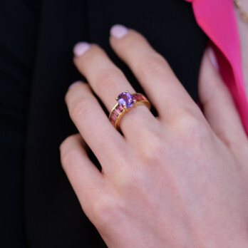 Schmuck: Farbstein Ring Turmalin & Amethyst Gr. 54 aus 750 Gelbgold von Jewels by Eckstein