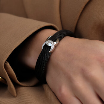 Schmuck: Brillant Armspange Weißgold & Stahl 12 mm aus Edelstahl von Last Pieces