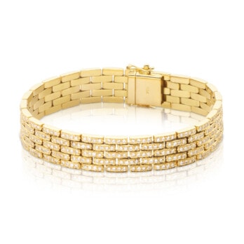 Schmuck: Vollausgefasster Armreif Gelbgold & Brillanten 18.5 cm aus 750 Gelbgold von Last Pieces