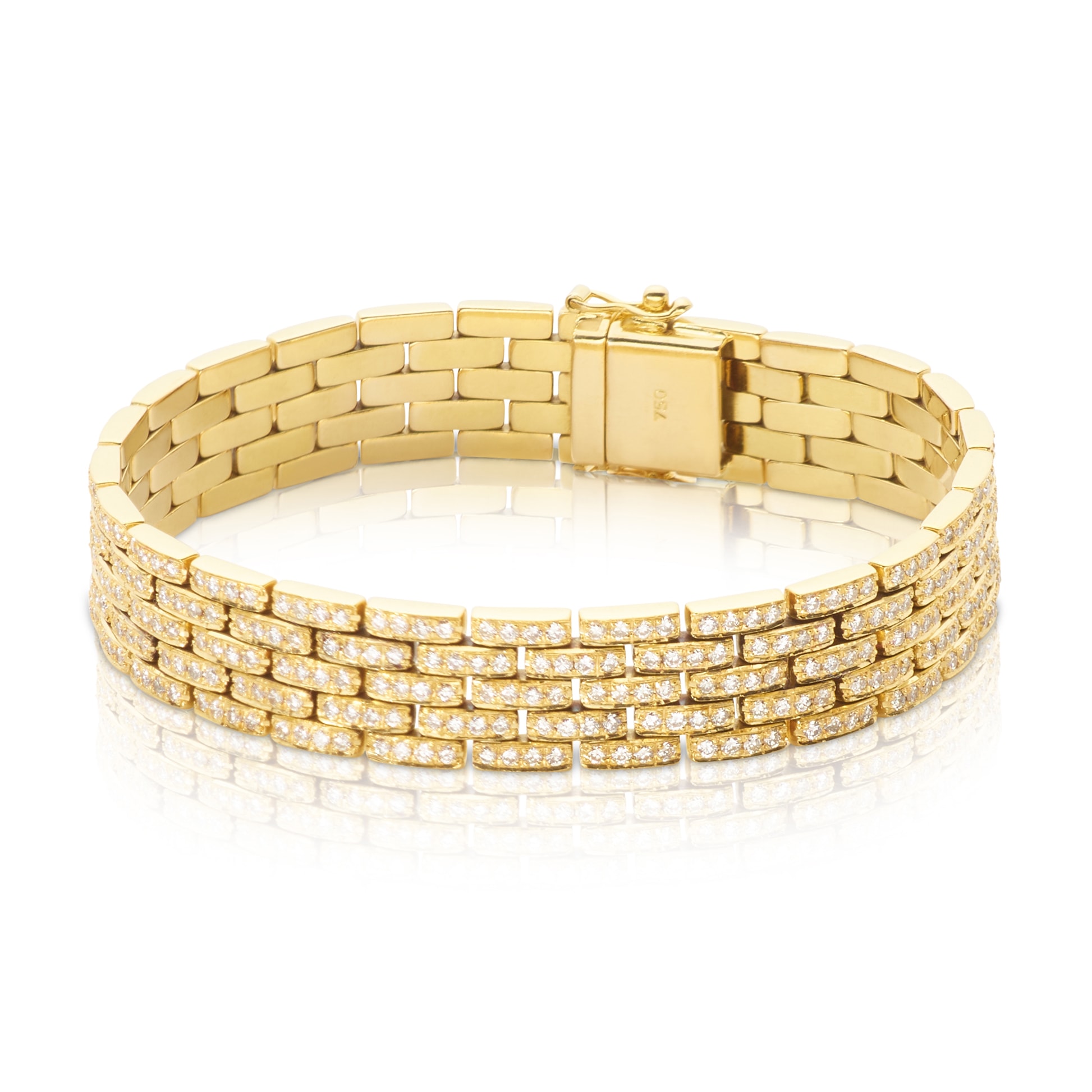 Schmuck: Vollausgefasster Armreif Gelbgold & Brillanten 18.5 cm aus 750 Gelbgold von Last Pieces