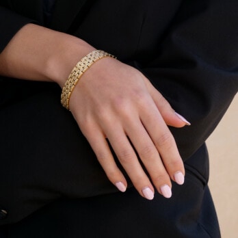 Schmuck: Vollausgefasster Armreif Gelbgold & Brillanten 18.5 cm aus 750 Gelbgold von Last Pieces