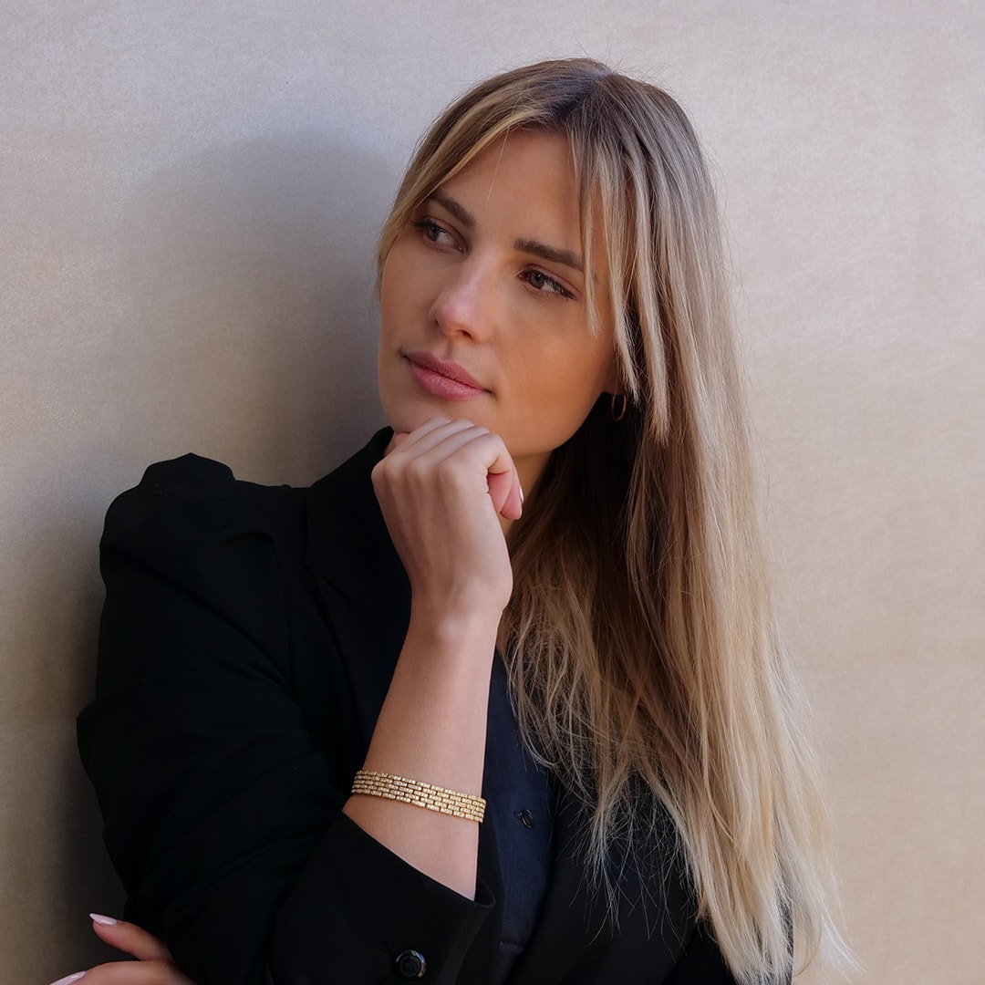 Schmuck: Vollausgefasster Armreif Gelbgold & Brillanten 18.5 cm aus 750 Gelbgold von Last Pieces