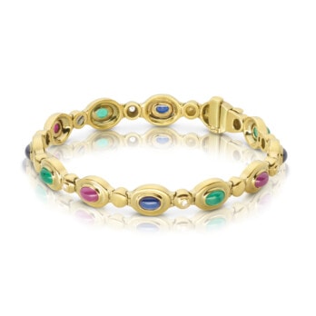 Schmuck: Farbstein Armband Gelbgold & Brillant Gelbgold 18.5 cm aus 585 Gelbgold von Last Pieces