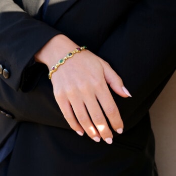 Schmuck: Farbstein Armband Gelbgold & Brillant Gelbgold 18.5 cm aus 585 Gelbgold von Last Pieces