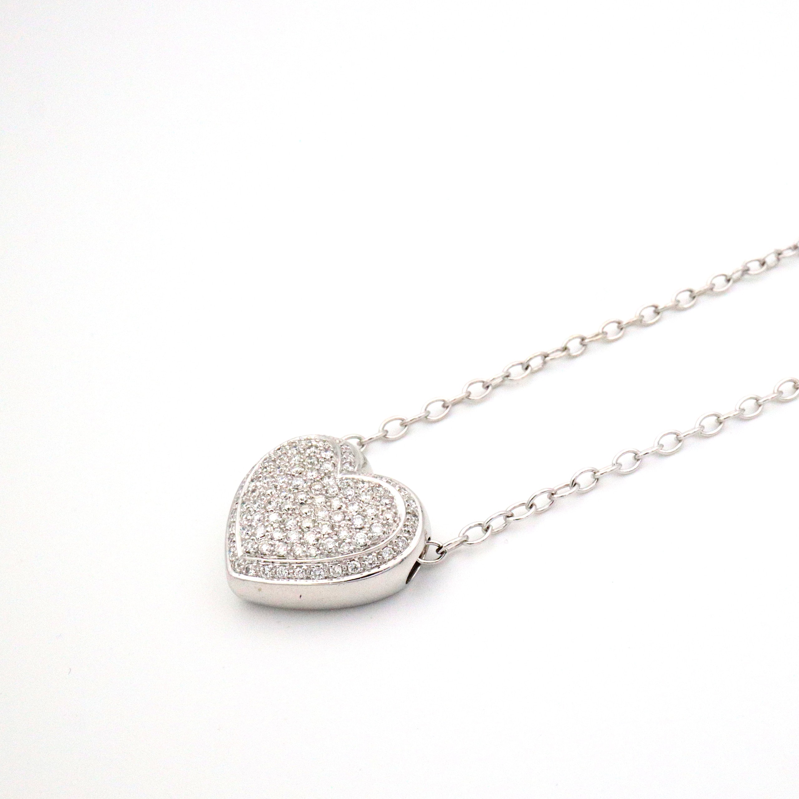 Schmuck: Herz Halskette Weißgold & Brillant 55 cm aus 750 Weißgold von Jewels by Eckstein