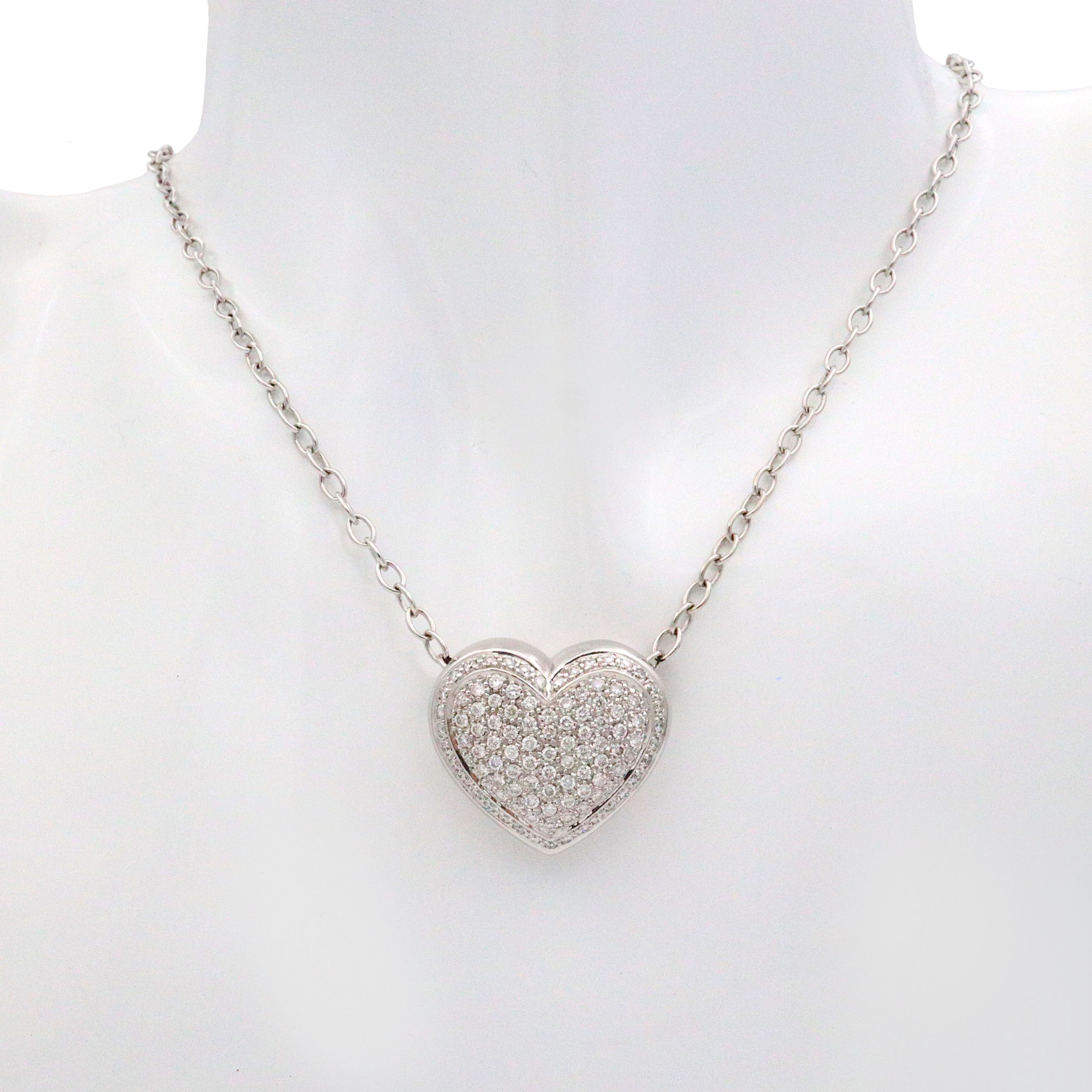 Schmuck: Herz Halskette Weißgold & Brillant 55 cm aus 750 Weißgold von Jewels by Eckstein