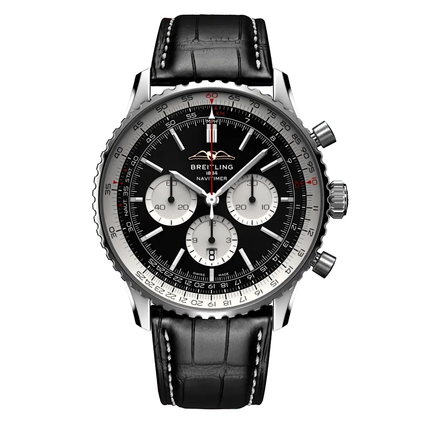 Uhren: Navitimer 1 B01 Automatik Schwarz Index 46 mm aus Edelstahl von Breitling