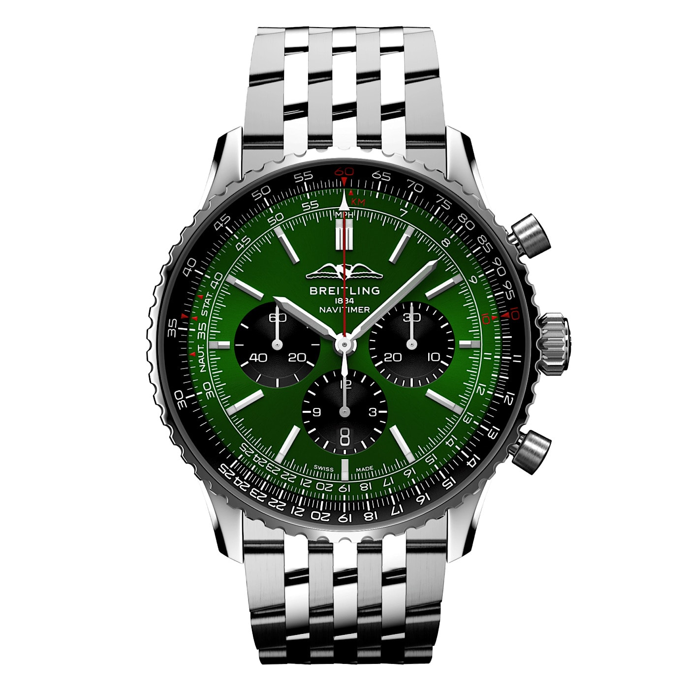 Uhren: Breitling Navitimer Chrono B01 Grün Index Automatik 46 mm aus Edelstahl von Breitling