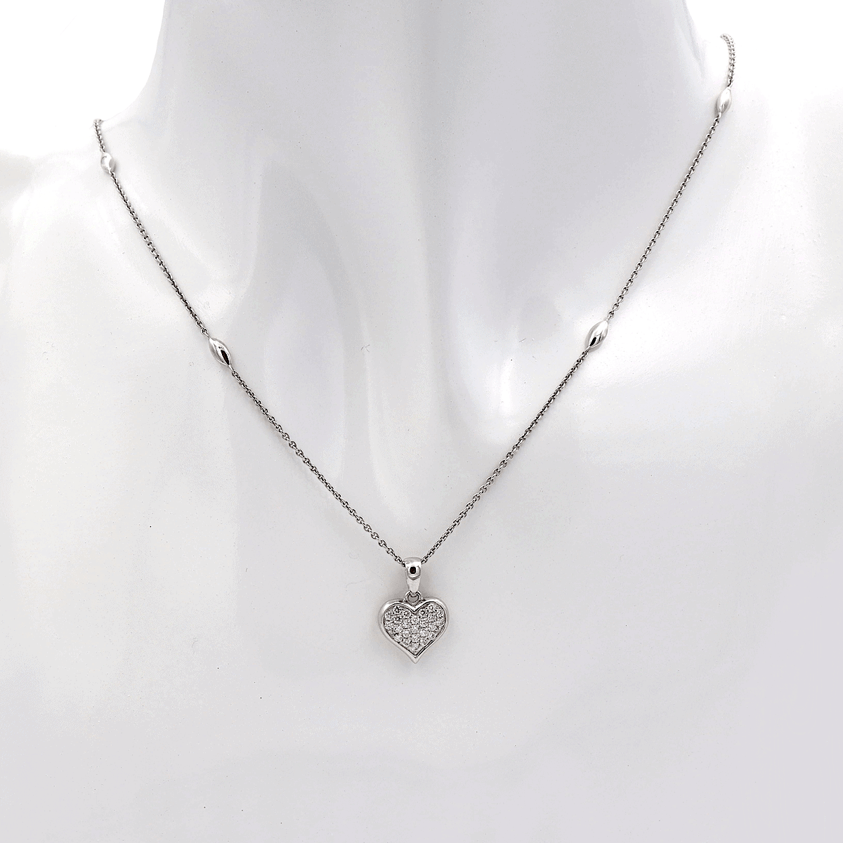 Schmuck: Brillant Halskette Herzform Weißgold 45 cm aus 585 Weißgold von Jewels by Eckstein