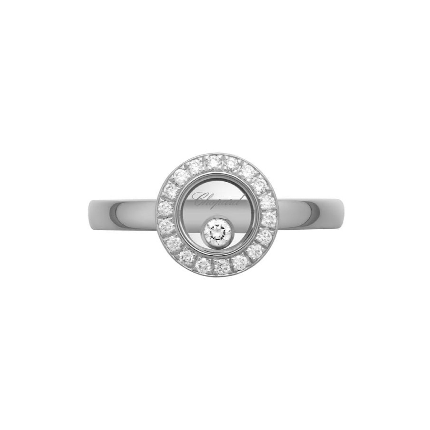 Schmuck: Chopard Happy Diamonds Icons Ring aus Weißgold mit 0,19 ct Brillanten, Größe 53 aus 750 Weißgold von CHOPARD