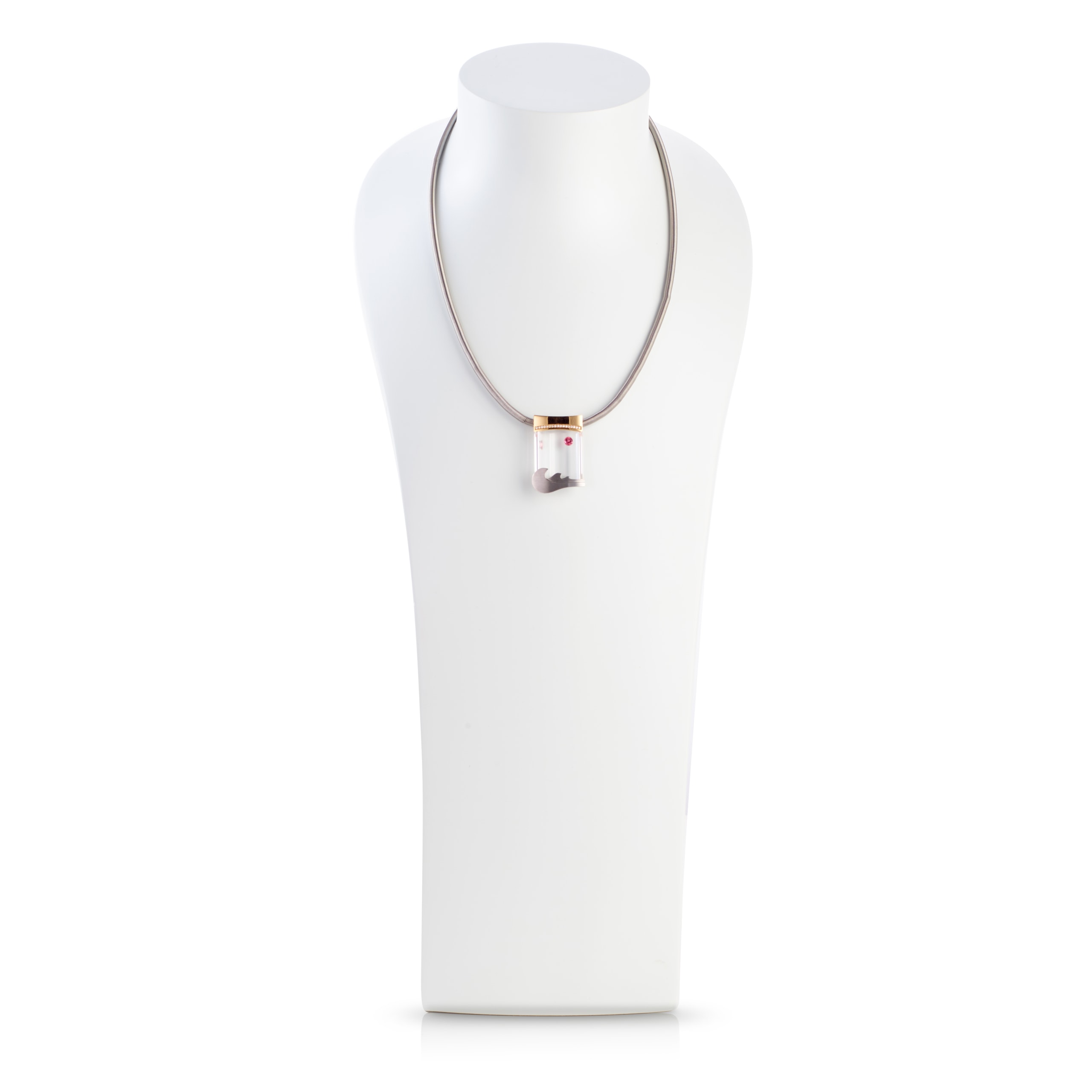 Schmuck: Bunz Halsreif Brillant Turmalin Anhänger 60 cm aus Edelstahl von Last Pieces