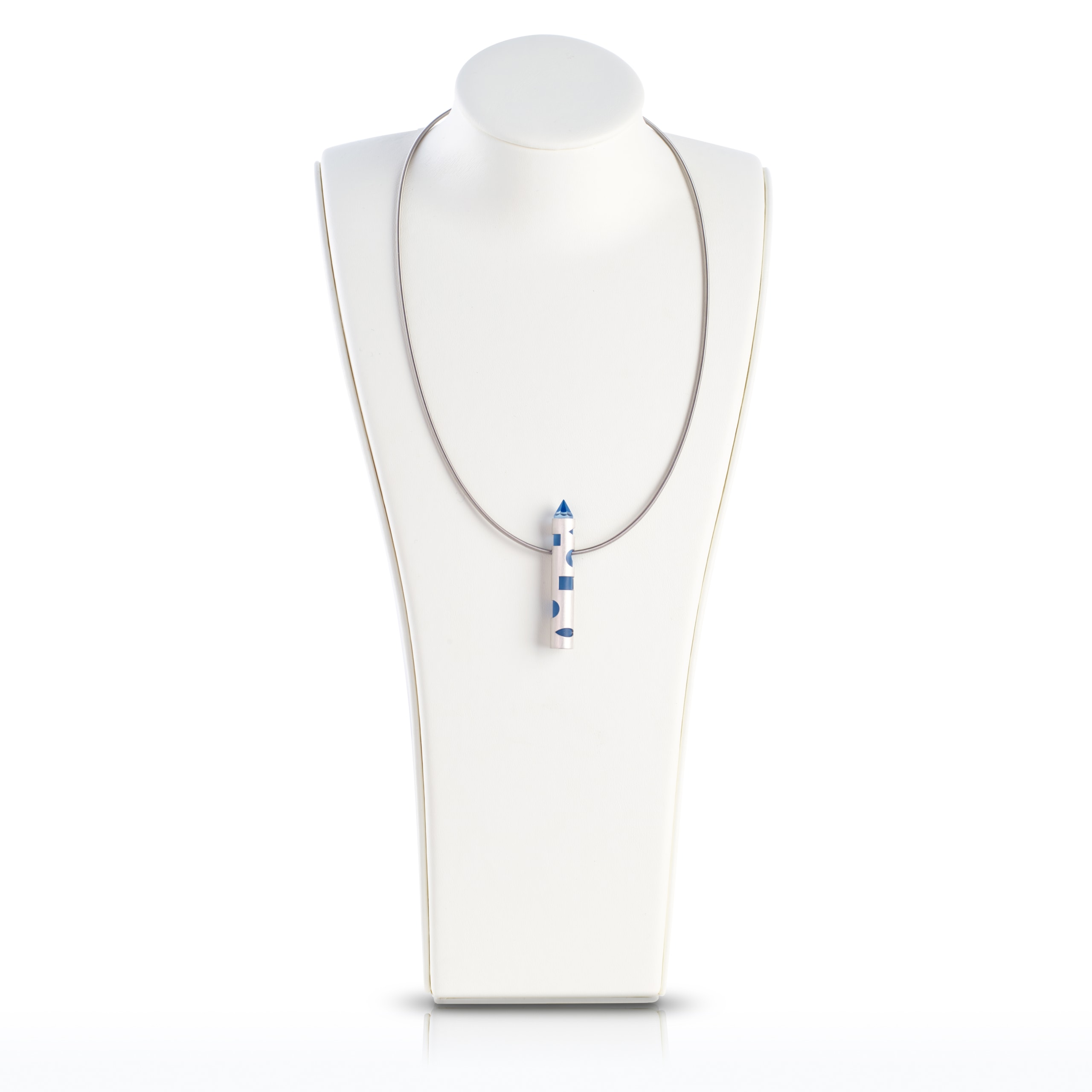 Schmuck: Bunz Halsreif mit synth. Aqua Stab Platin & Edelstahl 45 cm aus Edelstahl von Last Pieces