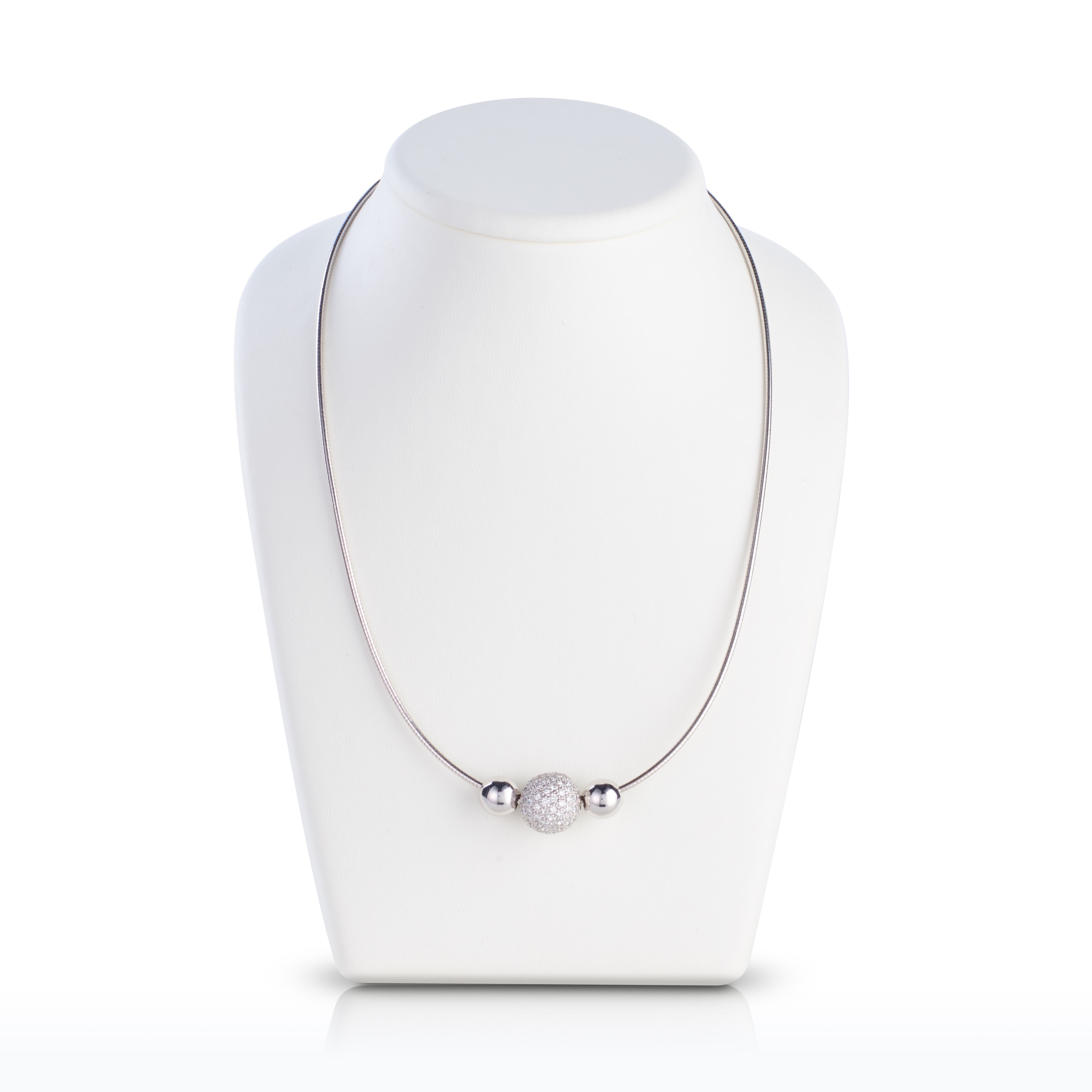 Schmuck: Halsreif mit Brillant Kugel Weißgold 42 cm aus 750 Weißgold von Jewels by Eckstein