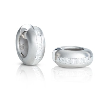 Schmuck: Brillant Creolen Weißgold Matt 18.5 mm aus 750 Weißgold von Last Pieces