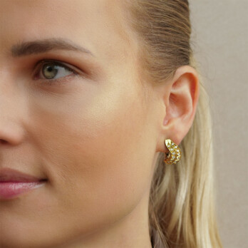 Schmuck: Brillant Ohrstecker Wellenform Gelbgold 15 mm aus 750 Gelbgold von Last Pieces