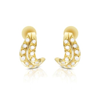 Schmuck: Brillant Ohrstecker Wellenform Gelbgold 15 mm aus 750 Gelbgold von Last Pieces