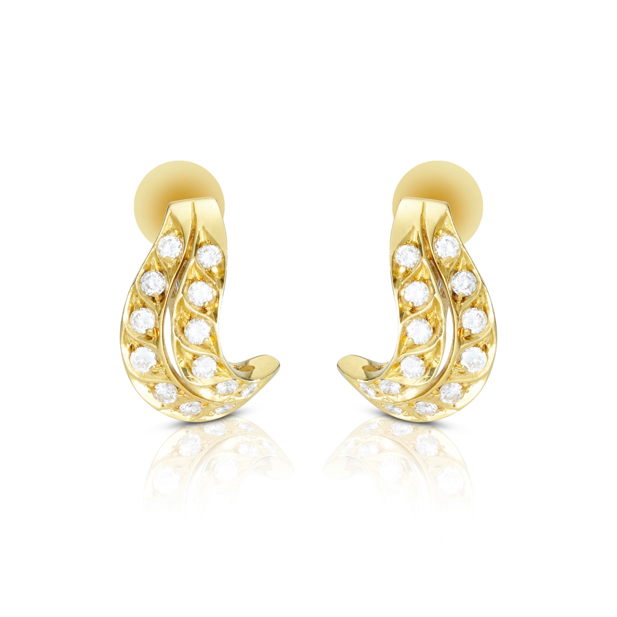 Schmuck: Brillant Ohrstecker Wellenform Gelbgold 15 mm aus 750 Gelbgold von Last Pieces