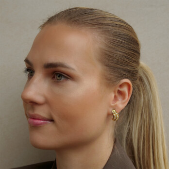 Schmuck: Brillant Ohrstecker Wellenform Gelbgold 15 mm aus 750 Gelbgold von Last Pieces