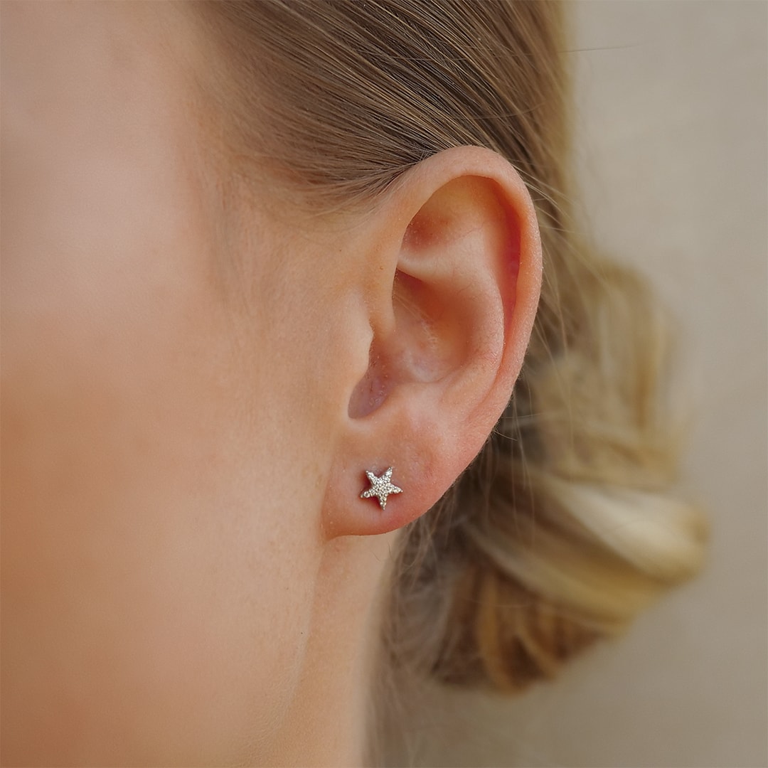 Schmuck: Brillant Ohrstecker Sternform Weißgold aus 585 Weißgold von Jewels by Eckstein