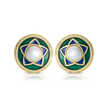 Schmuck: Perl Ohrstecker Marbeperle mit Emailie Gelbgold 19 mm aus 750 Gelbgold von Last Pieces