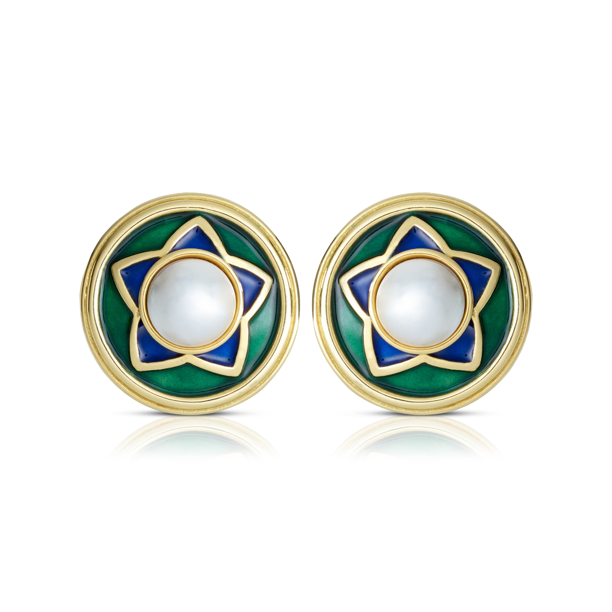 Schmuck: Perl Ohrstecker Marbeperle mit Emailie Gelbgold 19 mm aus 750 Gelbgold von Last Pieces