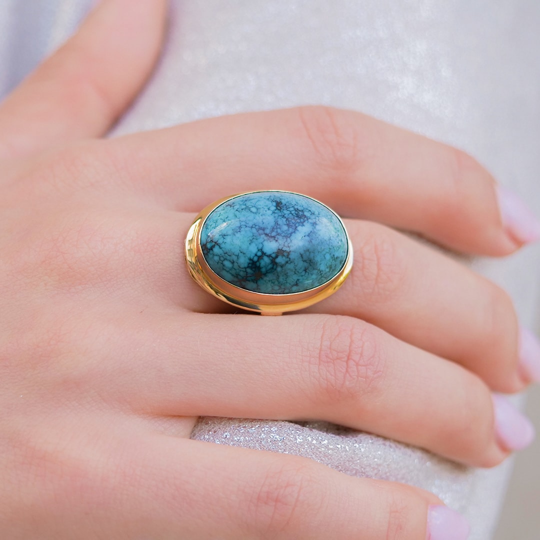 Schmuck: Türkis Ring Gelbgold Gr. 53 aus 750 Gelbgold von Last Pieces