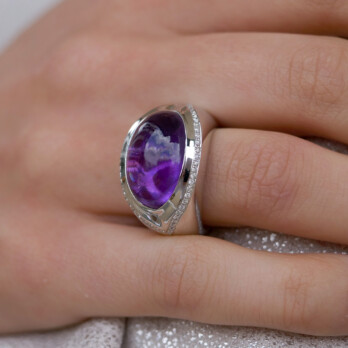 Schmuck: Amethyst Ring Weißgold & Brillanten Gr. 56 aus 750 Weißgold von Last Pieces