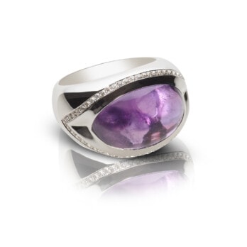 Schmuck: Amethyst Ring Weißgold & Brillanten Gr. 56 aus 750 Weißgold von Last Pieces