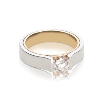 Schmuck: Leo Wittwer Solitaire Einkaräter Weiß- & Roségold Gr. 62 aus 750 Weißgold von Jewels by Eckstein