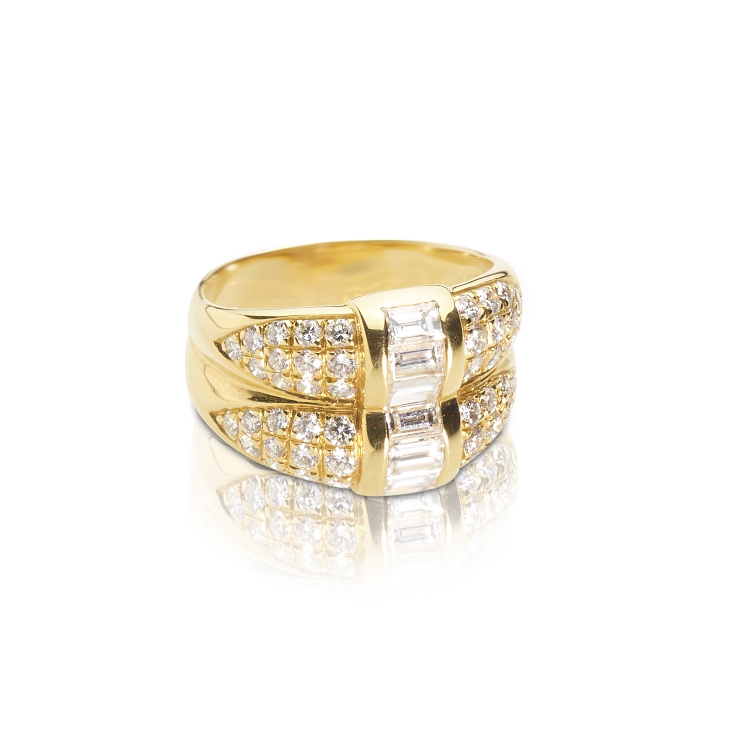 Schmuck: Doppelter Ring mit Diamanten Gelbgold Gr. 53 aus 750 Gelbgold von Last Pieces
