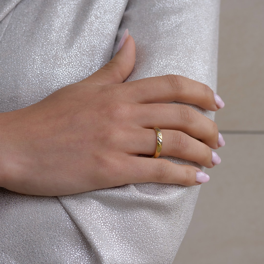 Schmuck: Brillant Trauring Gelbgold & Weißgold Gr. 54 aus 585 Weißgold von Jewels by Eckstein