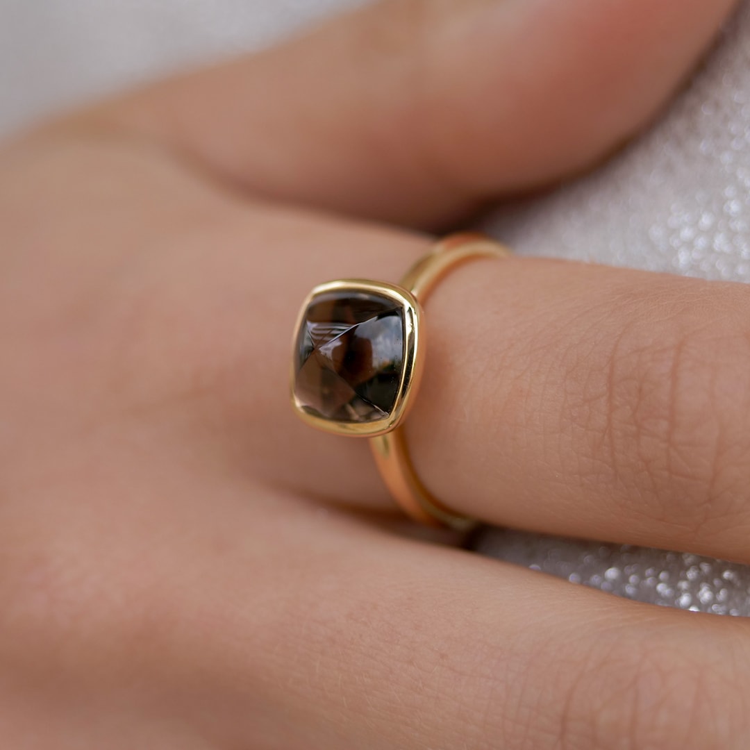 Schmuck: Rauchquarz Ring Roségold poliert Gr. 56 aus 750 Gelbgold von Jewels by Eckstein