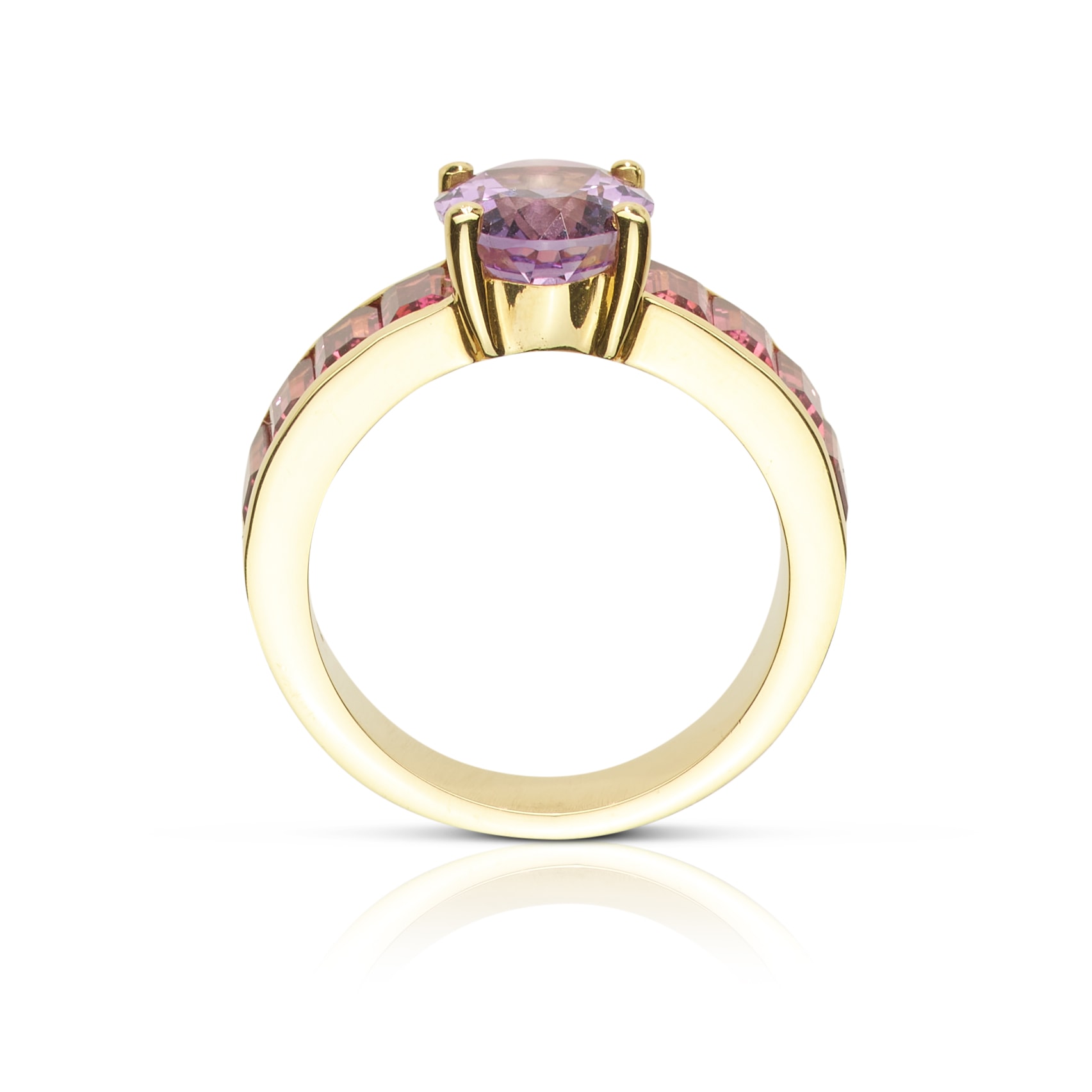Schmuck: Farbstein Ring Turmalin & Amethyst Gr. 54 aus 750 Gelbgold von Jewels by Eckstein