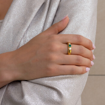 Schmuck: Smaragd Brillant Ring Gelbgold Gr. 54 aus 750 Gelbgold von Jewels by Eckstein