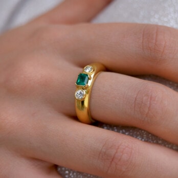 Schmuck: Smaragd Brillant Ring Gelbgold Gr. 54 aus 750 Gelbgold von Jewels by Eckstein