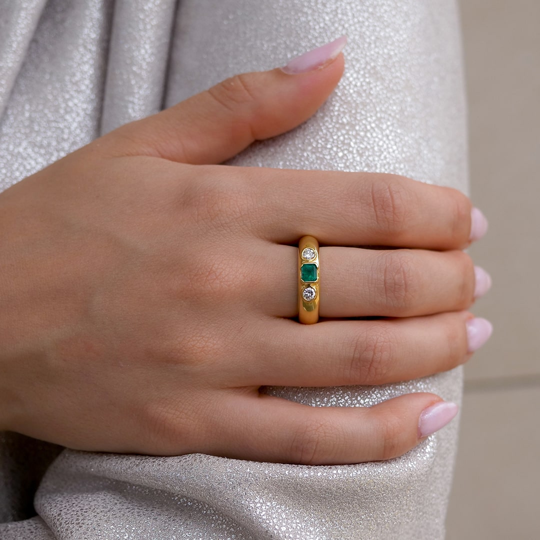 Schmuck: Smaragd Brillant Ring Gelbgold Gr. 54 aus 750 Gelbgold von Jewels by Eckstein