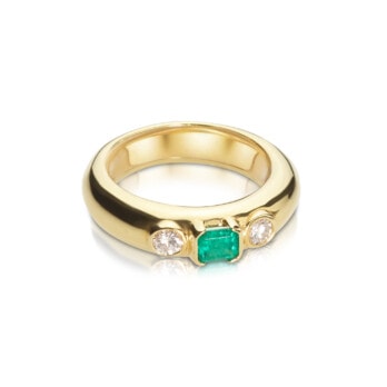 Schmuck: Smaragd Brillant Ring Gelbgold Gr. 54 aus 750 Gelbgold von Jewels by Eckstein