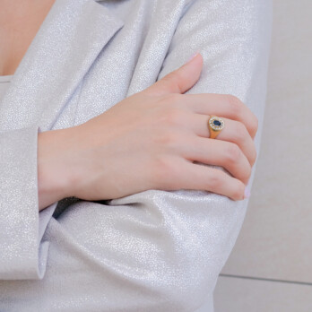 Schmuck: Saphir Ring mit Brillanten Gelbgold Gr. 56 aus 585 Gelbgold von Last Pieces