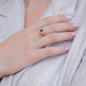 Schmuck: Saphir Ring mit Brillanten Gelbgold Gr. 56 aus 585 Gelbgold von Last Pieces