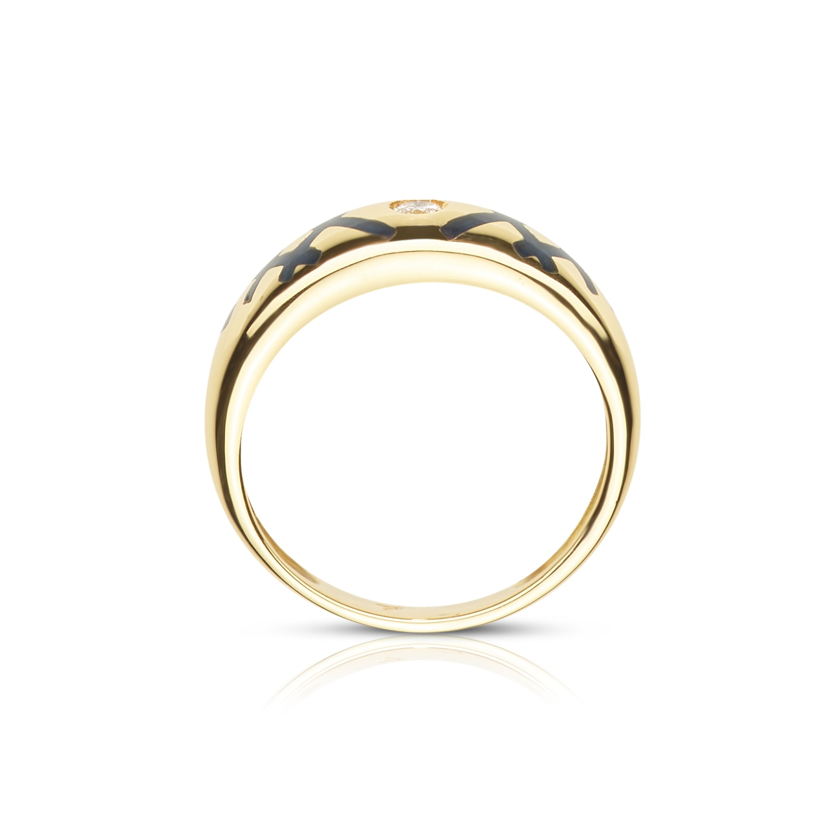 Schmuck: Emaille Ring Gelbgold & Brillant Gr. 52 aus 750 Gelbgold von Jewels by Eckstein