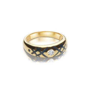 Schmuck: Emaille Ring Gelbgold & Brillant Gr. 52 aus 750 Gelbgold von Jewels by Eckstein