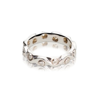 Schmuck: Brillant Ring Wellenförmig Weißgold Gr. 55 aus 750 Weißgold von Last Pieces