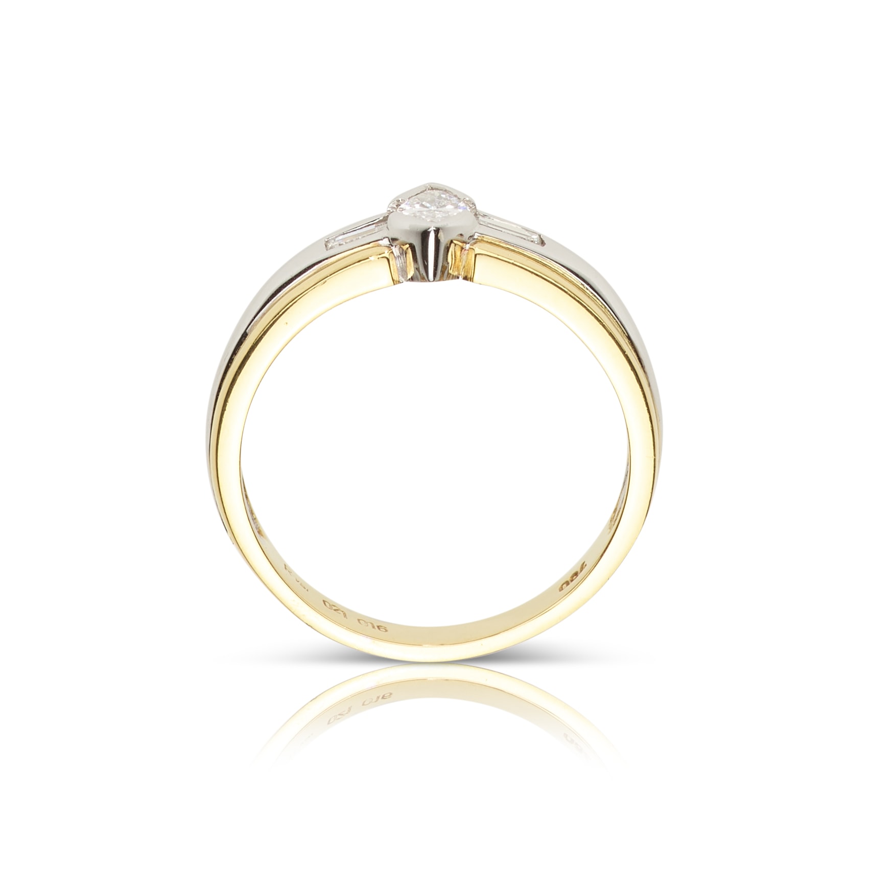Schmuck: Diamant Ring Gelb & Weißgold Navetteschliff Gr. 54 aus 750 Weißgold von Last Pieces