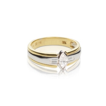 Schmuck: Diamant Ring Gelb & Weißgold Navetteschliff Gr. 54 aus 750 Weißgold von Last Pieces